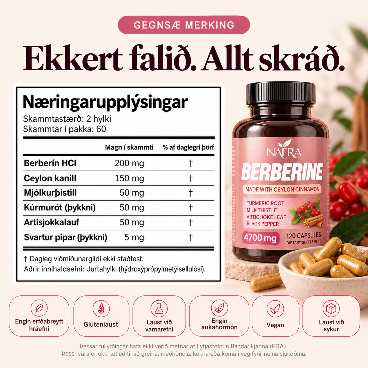 NAERA Berberín Efnaskiptaformúla